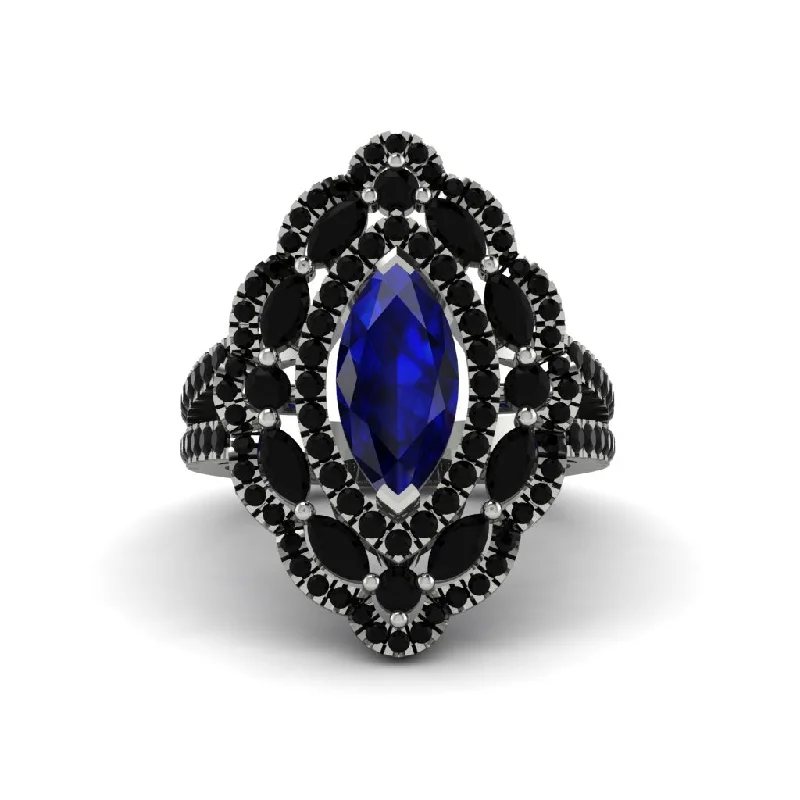 Stunning Sapphire Engagement Rings For Luxury Brides-Sapphire Three Layer Halo Marquise Ring - Destiny No. 45