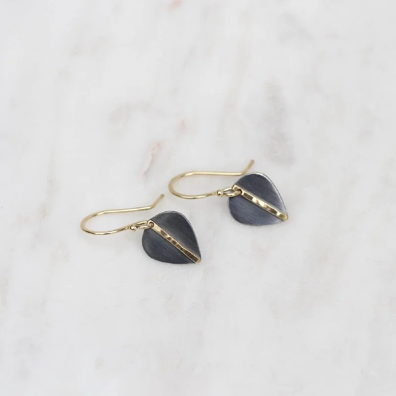 Elegant Dangle Earrings For Evening Wear-Small Mod Two Tone Leaf Earrings