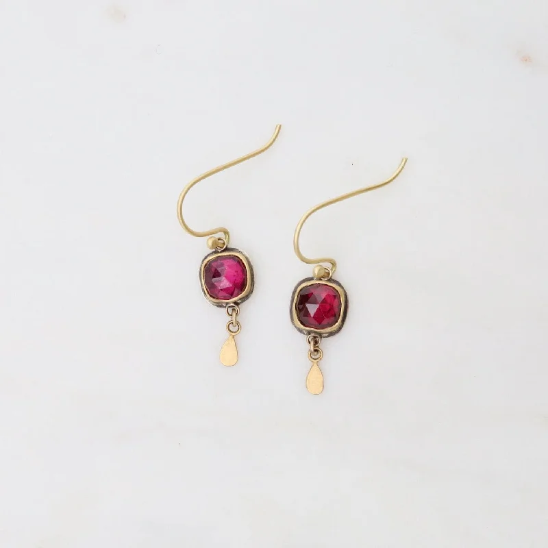 Trendy Gold Earrings For Bold Looks-22k Rhodolite Garnet Drop Earrings