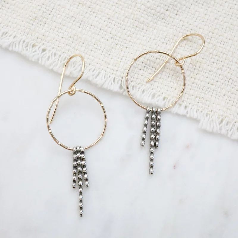 Stunning Drop Earrings For Fashionistas-Two-Tone Ball Bar Earrings