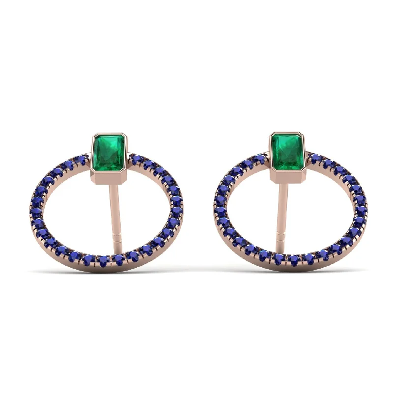 Trendy Resin Earrings For Modern Fashion-Emerald Cut Circle Emerald Earrings - Oaklyn No. 65