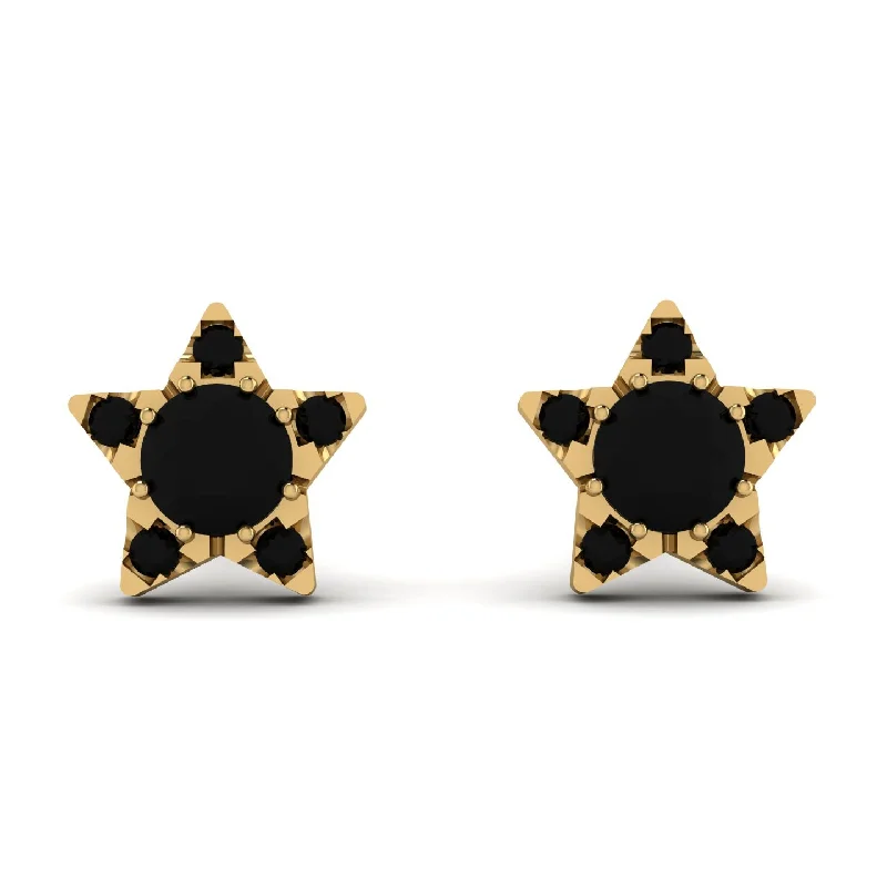 Unique Earrings For Creative Fashion-Star Halo Black Diamond Earrings - Zelda No. 37