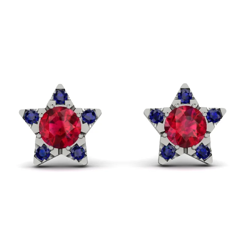 Colorful Drop Earrings For Vibrant Fashion-Star Halo Ruby Earrings - Zelda No. 72