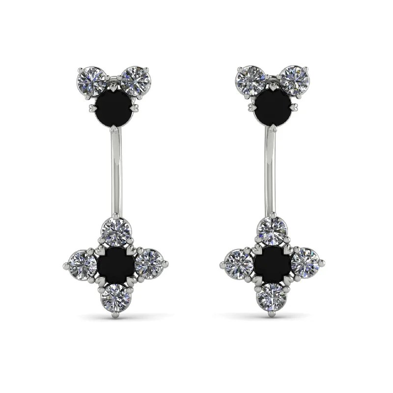 Designer Earrings For Upscale Fashion-Hanging Black Diamond Compass Earrings - Brittany No. 9