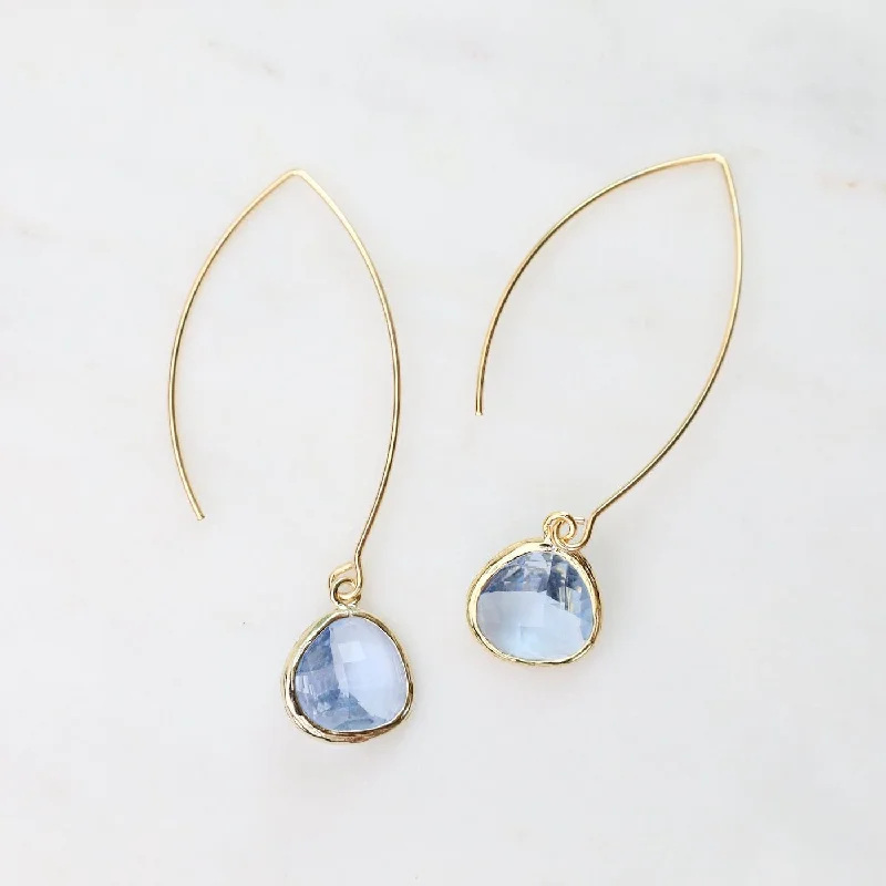 Luxury Gemstone Earrings For Elegant Style-Gold Plated Gem Dangle Earrings - Cornflower