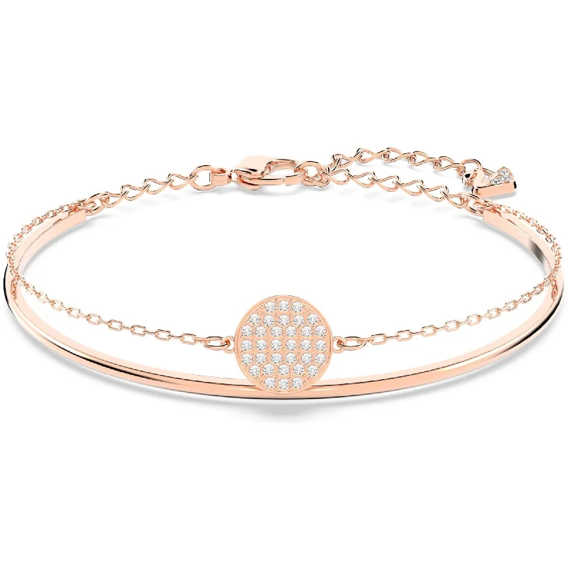 Stylish Thin Bangles For Delicate Fashion-Swarovski Women's Bangle Bracelet - Sublima Crystal Pave Disc Rose Gold | 5274892