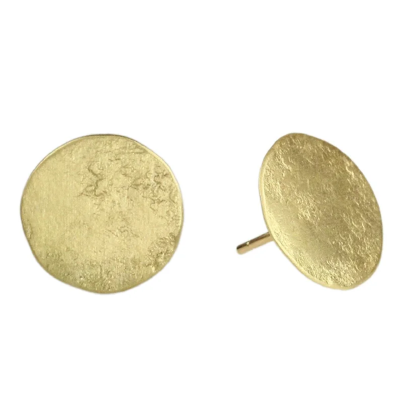 Simple Earrings For Elegant Simplicity-18k Parchment Disk Stud Earrings