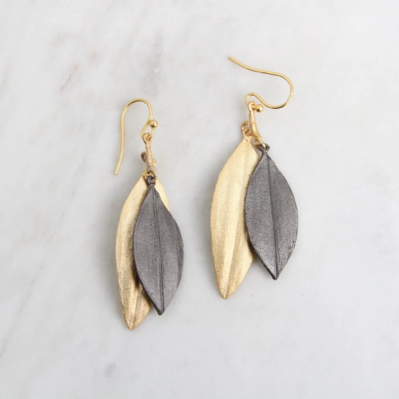 Sparkling Drop Earrings For Luxurious Look-Cordyline Double Leaf Wire Earrings