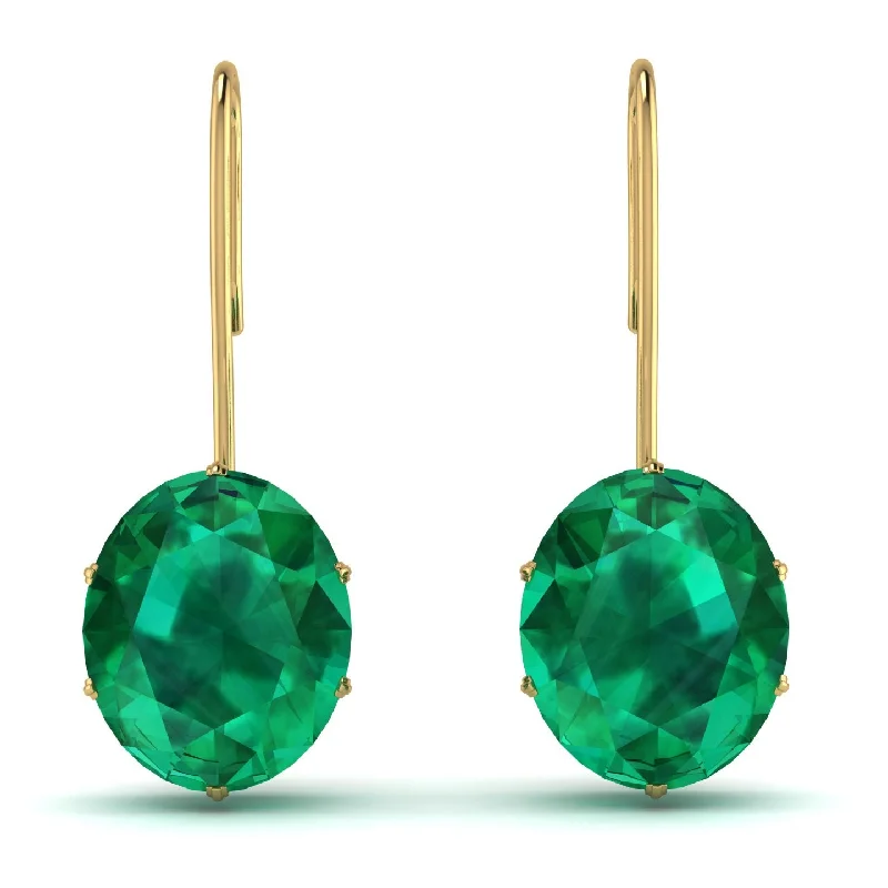 Vintage Crystal Earrings For Antique Style-Oval Hidden Halo Emerald Earrings - Gemma No. 34