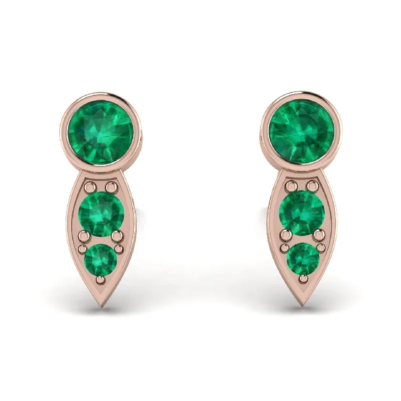 Silver Earrings For Wedding Day Style-Bezel Emerald Earrings In Pear Shaped - Aniya No. 20