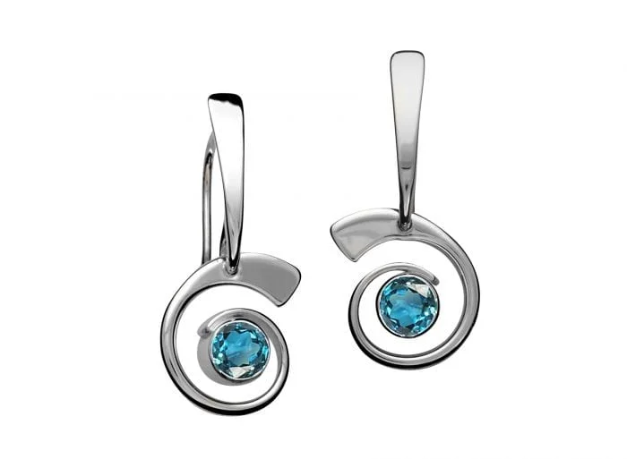 Classic Hoop Earrings For Everyday Wear-Blue Topaz Nautilus Earrings