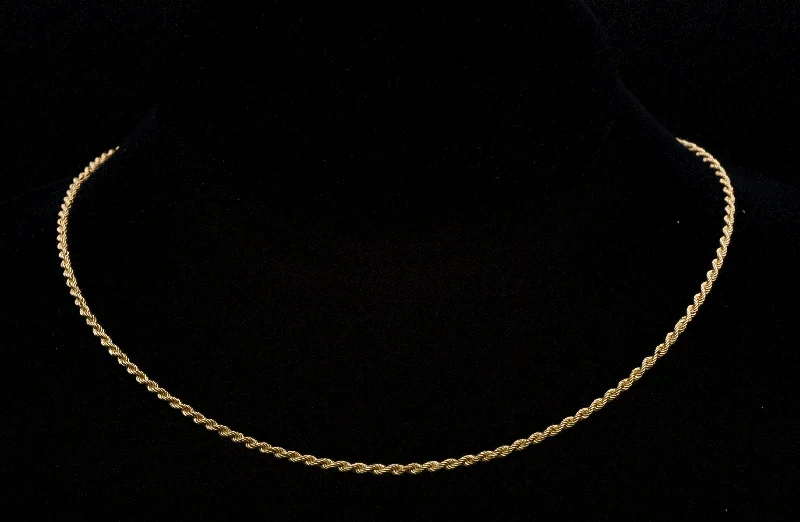 Vintage 14K BROKEN Rope Link Chain Necklace - 24"