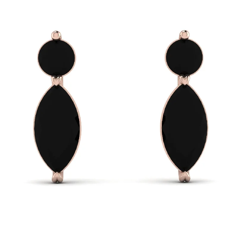 Elegant Bead Earrings For Classy Glam-Hanging Marquise Black Diamond Earrings - Lacey No. 8