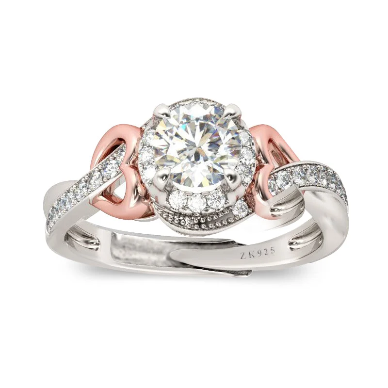 Simple Wedding Rings For Subtle Glam-Zarkan Royal Rose Gold Heart American Diamond 925 Silver Ring