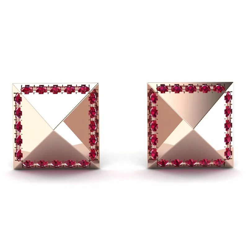 Elegant Dangle Earrings For Evening Wear-Square Ruby Earrings - Elora No. 11