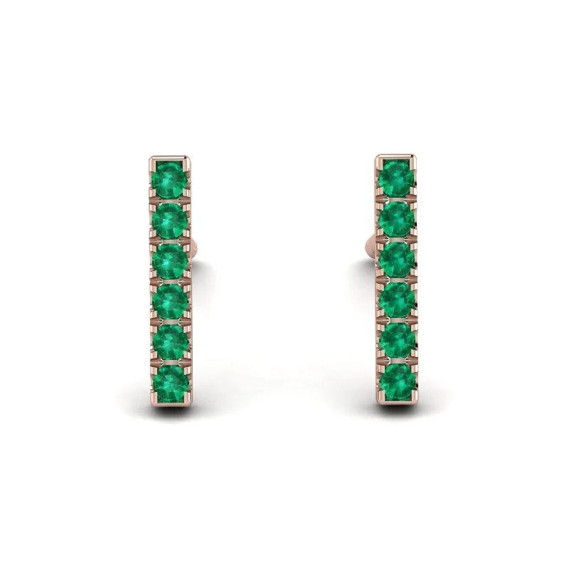 Sparkling Crystal Earrings For Evening Glam-Geometrical Gold Bar Emerald Earrings - Bonnie No. 5