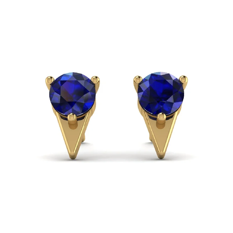 Fashion Earrings For Bold Fashion Choices-Triangle Sapphire Earrings - Aisha No. 13