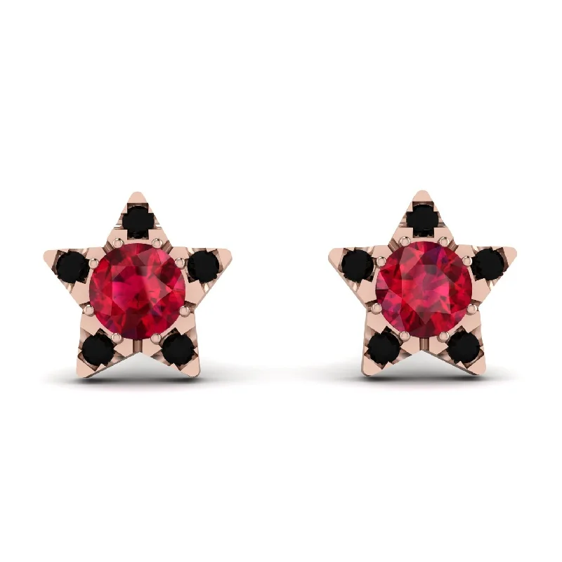 Sparkling Crystal Earrings For Evening Glam-Star Halo Ruby Earrings - Zelda No. 41