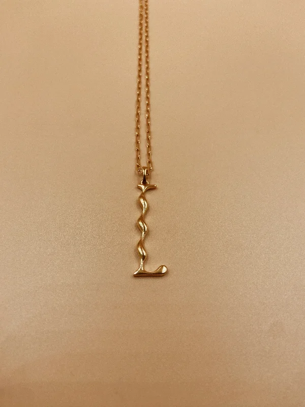 Letter L Necklace | 18kt Solid Gold