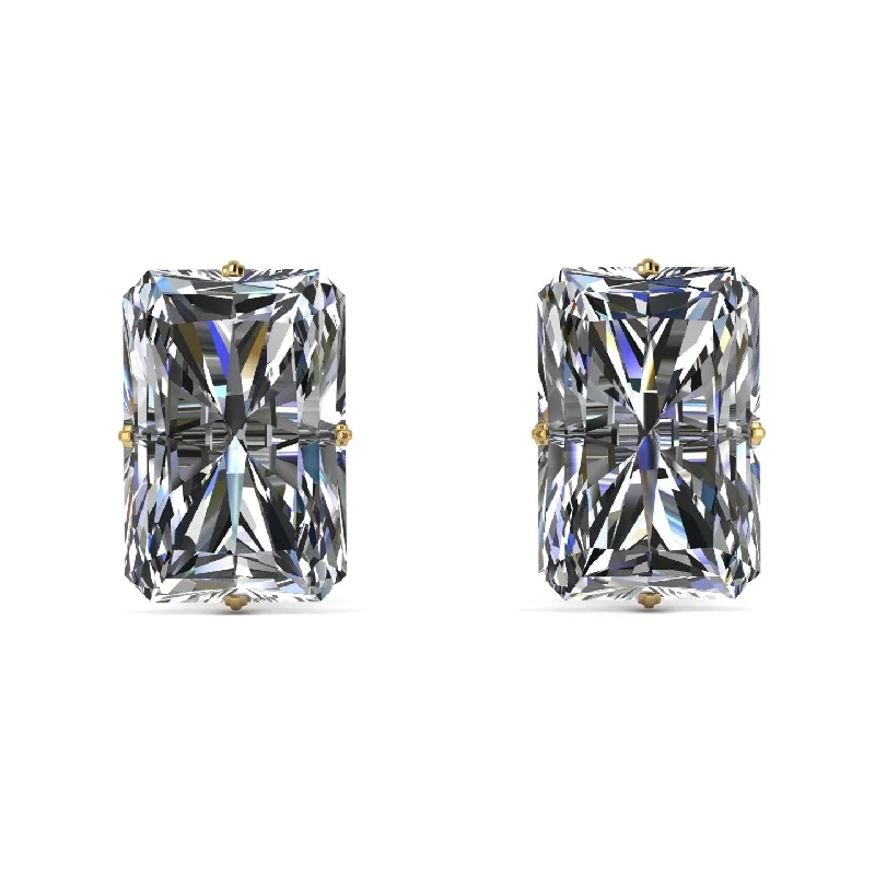 Silver Gemstone Earrings For Elegant Glam-Hidden Halo Emerald Cut Diamond Earrings - Vanessa No. 31