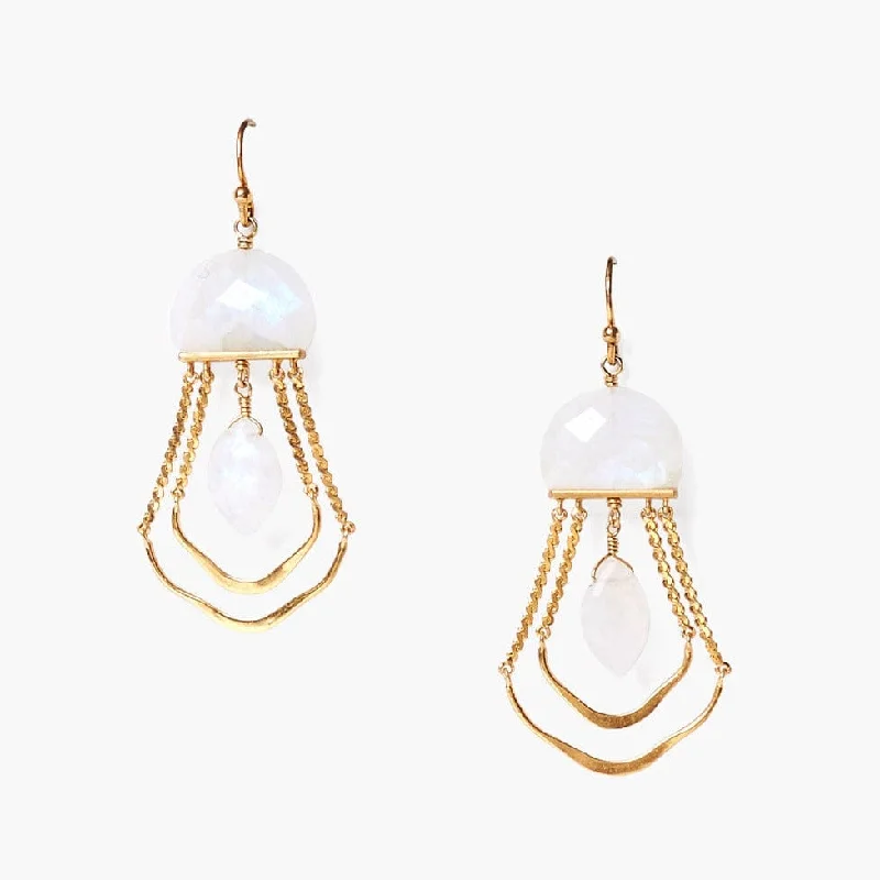 Large Dangle Earrings For Stunning Glam-Moonstone Luna Chandelier Earrings