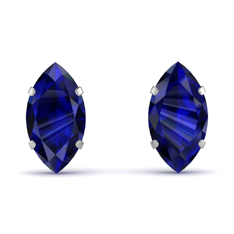 Simple Drop Earrings For Subtle Beauty-Hidden Halo Marquise Sapphire Earrings - Journey No. 15