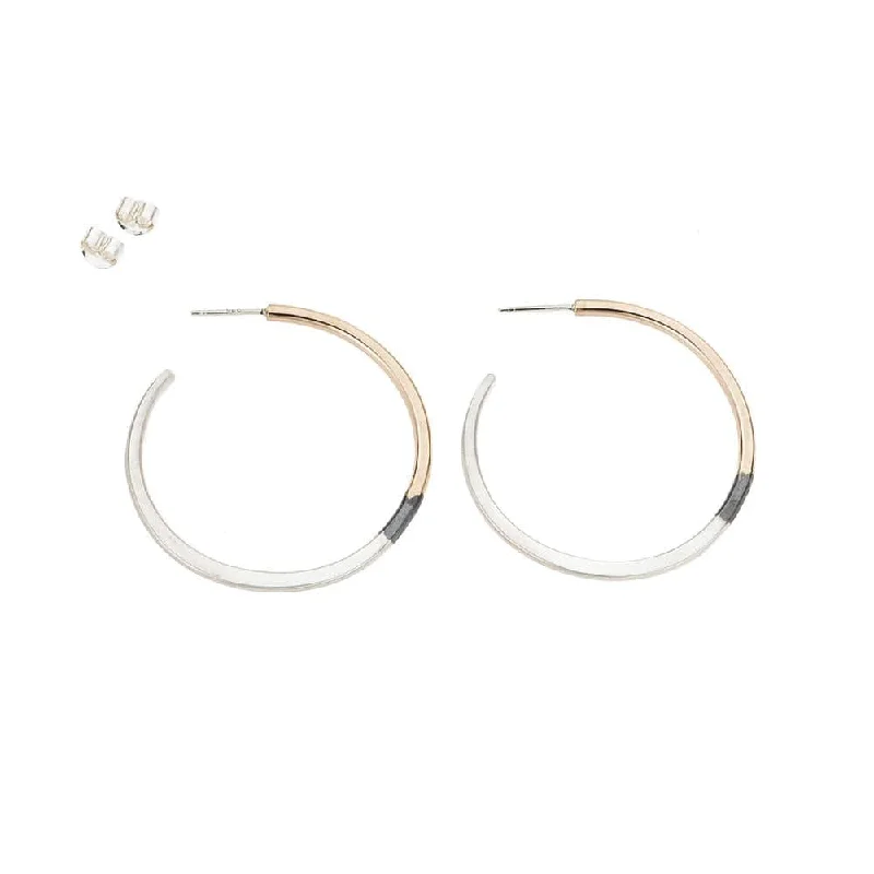 Trendy Earrings For Young Fashionistas-Tri Toned Classic Circle Hoop Earrings