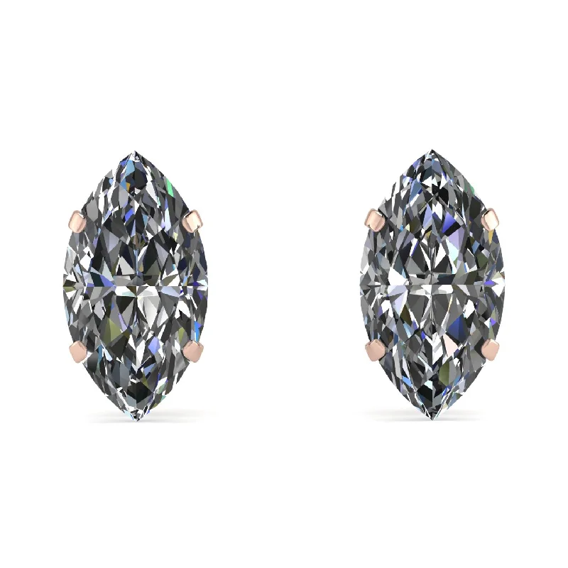 Silver Earrings For Everyday Glam-Hidden Halo Marquise Diamond Earrings - Journey No. 2