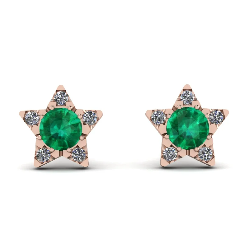 Sparkling Gemstone Earrings For Dazzling Nights-Star Halo Emerald Earrings - Zelda No. 5