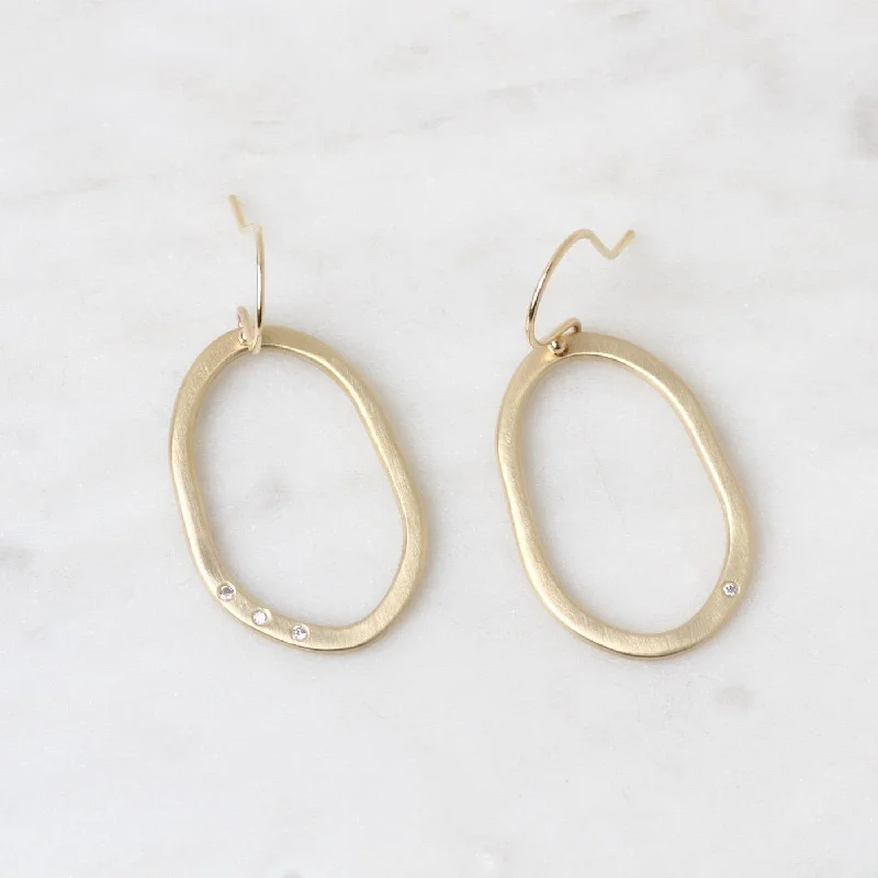 Vibrant Earrings For Bright Fashion-Small Diamond Pebble Earrings - 10k Yellow Gold