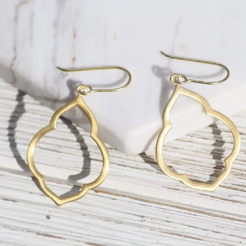 Sparkling Gemstone Earrings For Elegant Nights-Brushed Gold Vermeil Small Persian Window Earrings