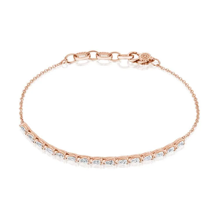 Gorgeous Crystal-Set Bracelets For Evening Glam-Stilla | Pear Diamond Bracelet in 18k Rose Gold FB6757PK