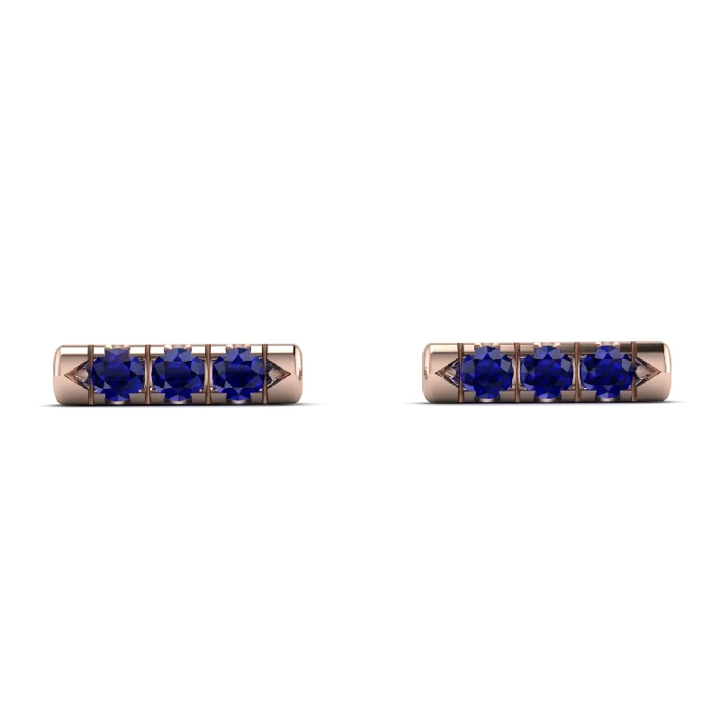 Elegant Pearl Earrings For Luxe Style-3 Sapphires Stud Earrings - Mina No. 14