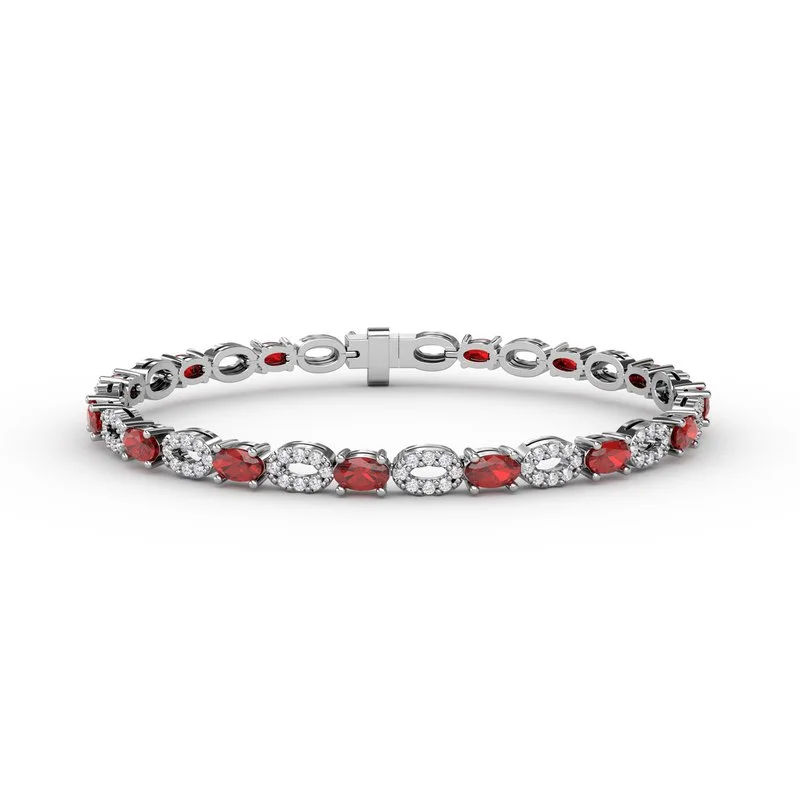 Gorgeous Silver-Plated Bracelets For Budget-Friendly Fashion-Interchanging Ruby and Diamond Bracelet B1164R