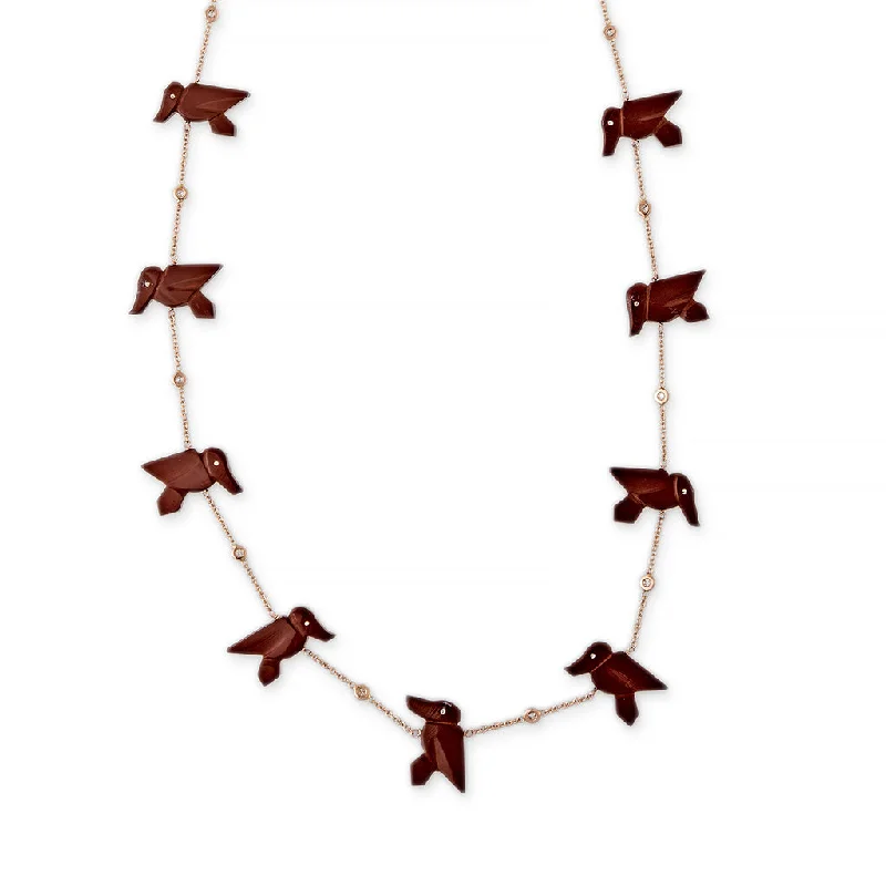 BROWN JASPER 19 HUMMINGBIRD NECKLACE