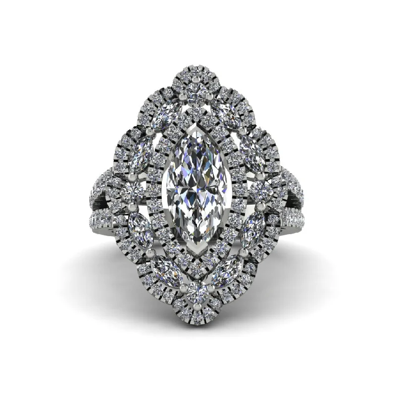 Timeless Engagement Rings For Everlasting Glam-Diamond Three Layer Halo Marquise Ring - Destiny No. 3