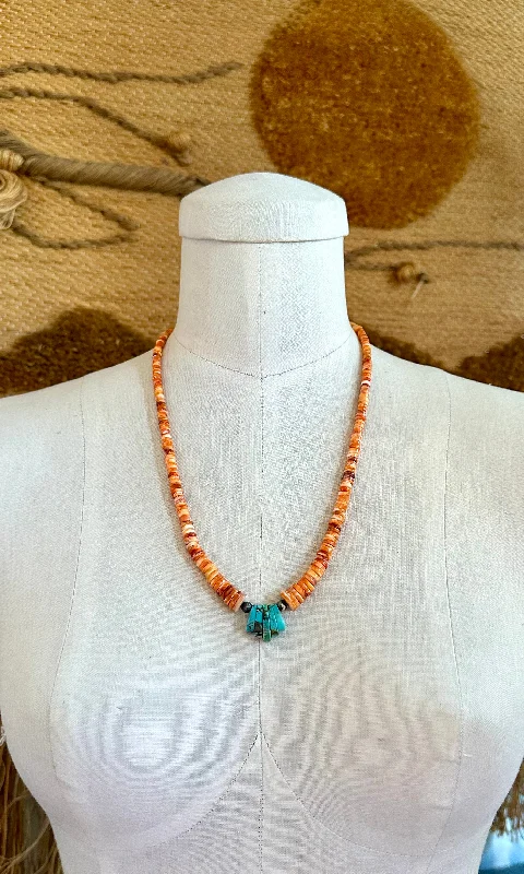 DINE’H NATIVE ARTS Coral and Turquoise Necklace Strand • 30g