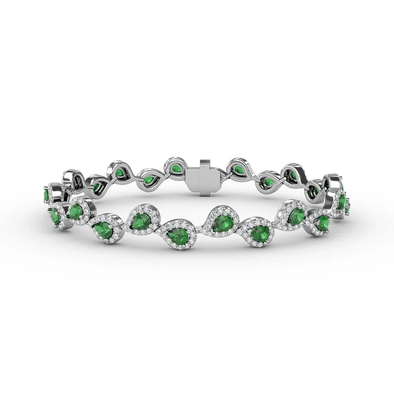 Sparkling Ruby Bracelets For Bold Glam-Decorated Emerald and Diamond Bracelet B1601E