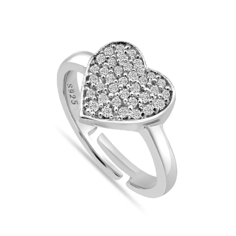 Simple Engagement Rings For Subtle Glam-Zarkan 925 White Heart Sterling Silver Diamond Ring For Women