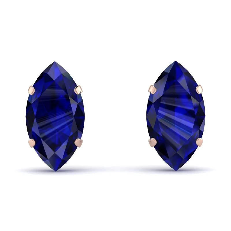 Unique Handmade Earrings For Fashion Lovers-Hidden Halo Marquise Sapphire Earrings - Journey No. 44