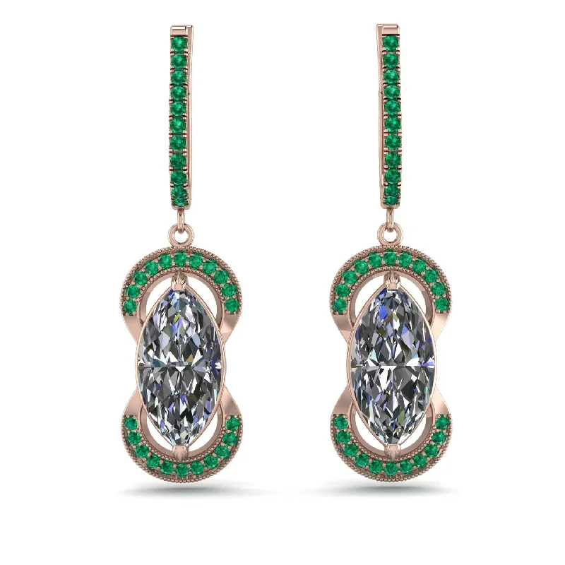 Classic Earrings For Wedding Glam-Marquise Vintage Diamond Earrings - Marley No. 17