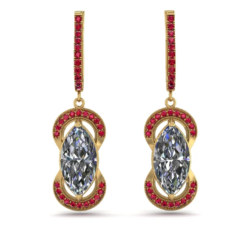 Trendy Earrings For Party Style-Marquise Vintage Diamond Earrings - Marley No. 46