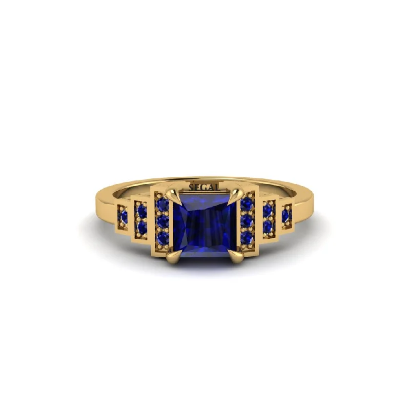 Custom Wedding Rings For Special Occasions-Sapphire Geometric Princess Cut Engagement Ring - Thea No. 73