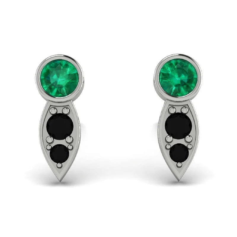 Fashionable Stud Earrings For Timeless Looks-Bezel Emerald Earrings In Pear Shaped - Aniya No. 36