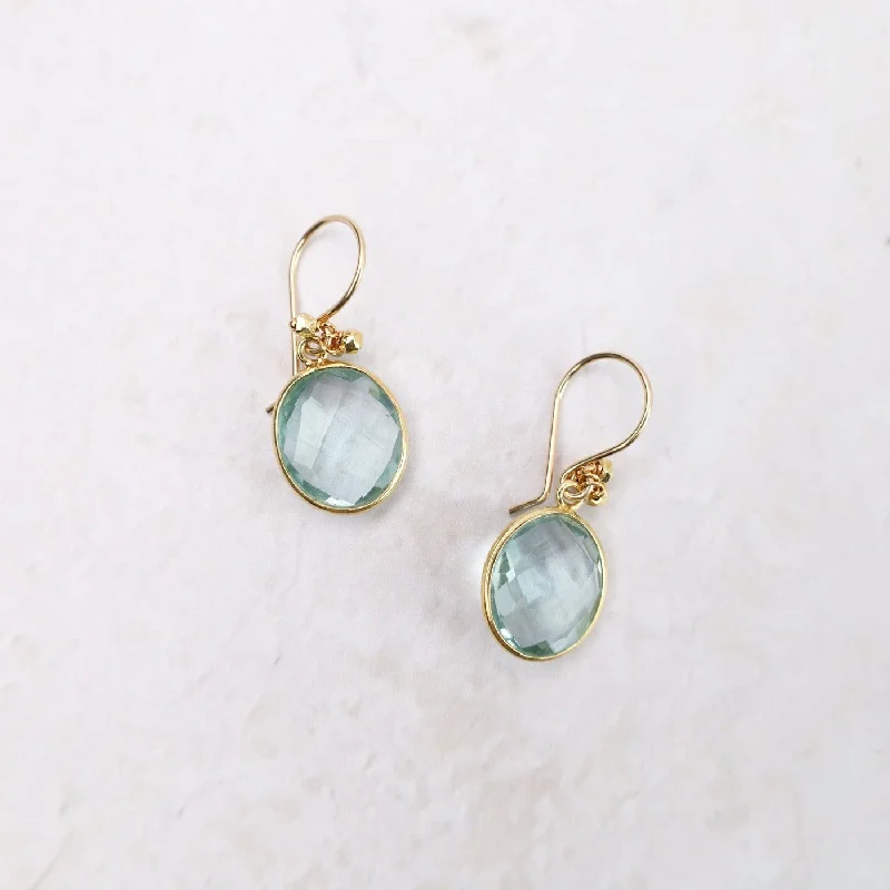 Vintage Drop Earrings For Classic Fashion-Bezel-Set Aqua Drop Earrings in 18K Gold Vermeil