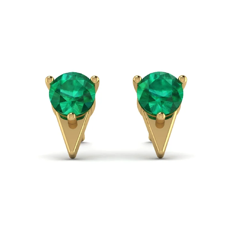 Simple Gold Earrings For Timeless Fashion-Triangle Emerald Earrings - Aisha No. 4