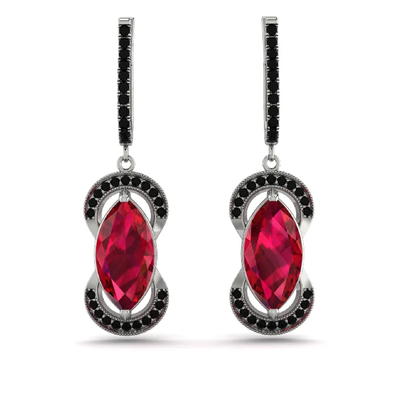 Minimalist Silver Earrings For Subtle Elegance-Marquise Vintage Ruby Earrings - Marley No. 42