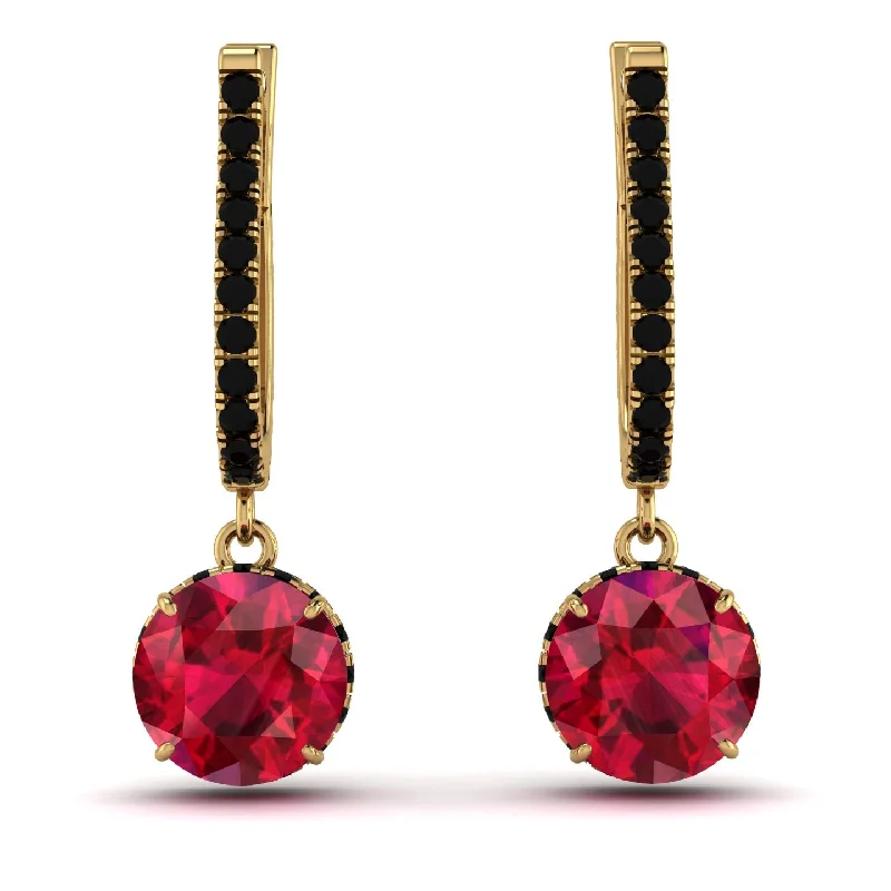 Luxury Earrings For High-End Fashion-Ruby Dangle Earrings With Hidden Halo - Adaline No. 40