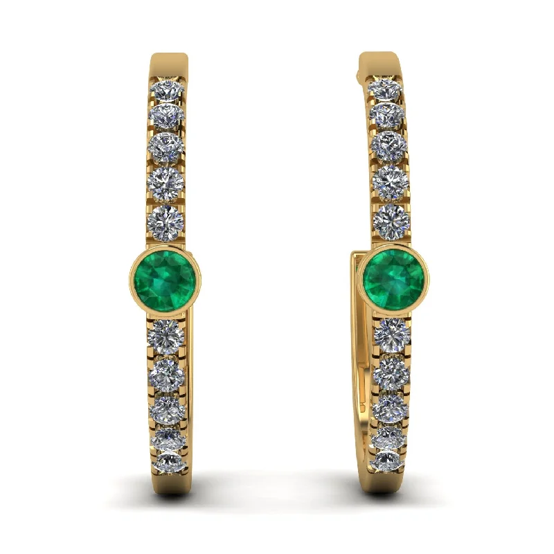 Elegant Pearl Earrings For Classy Fashion-Hoop Emerald Earrings Micro Pave - Ansley No. 4