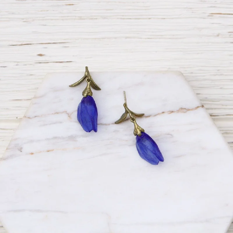 Chic Earrings For Special Moments-Blue False Indigo Post Earrings